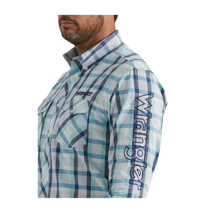 Wrangler Men's Logo Long Sleeve Shirt Teal