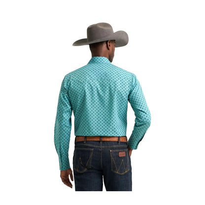 Wrangler Men's Modern Fit Long Sleeve Turqoiuse Western Shirt