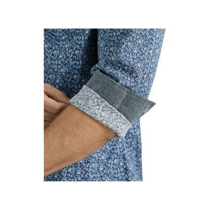 Wrangler Men's Retro Premium Long Sleeve Shirt Modern Fit Indigo Blue