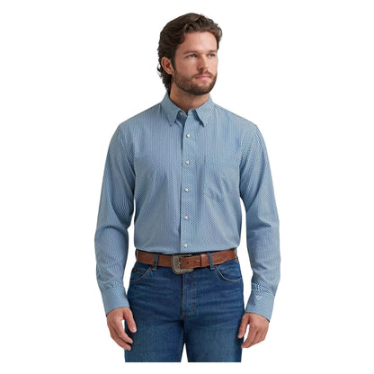 Wrangler Men's X Cody Johnson Performance Geo Blue Shirt - Wrangler