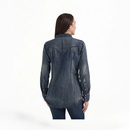 Wrangler Women's Denim Long Sleeve Western Shirt With Snaps