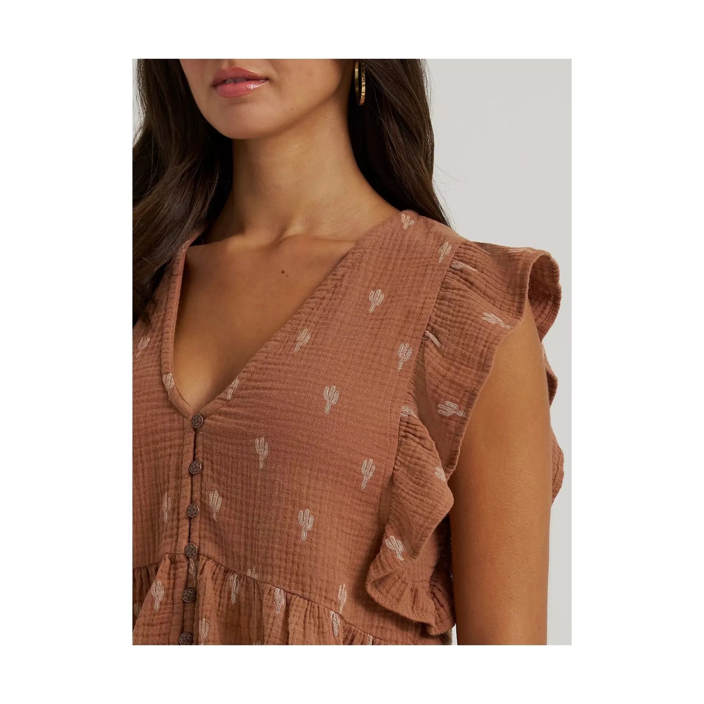 Wrangler Women's Gauzy Flutter Sleeve Blouse weis-western-wear