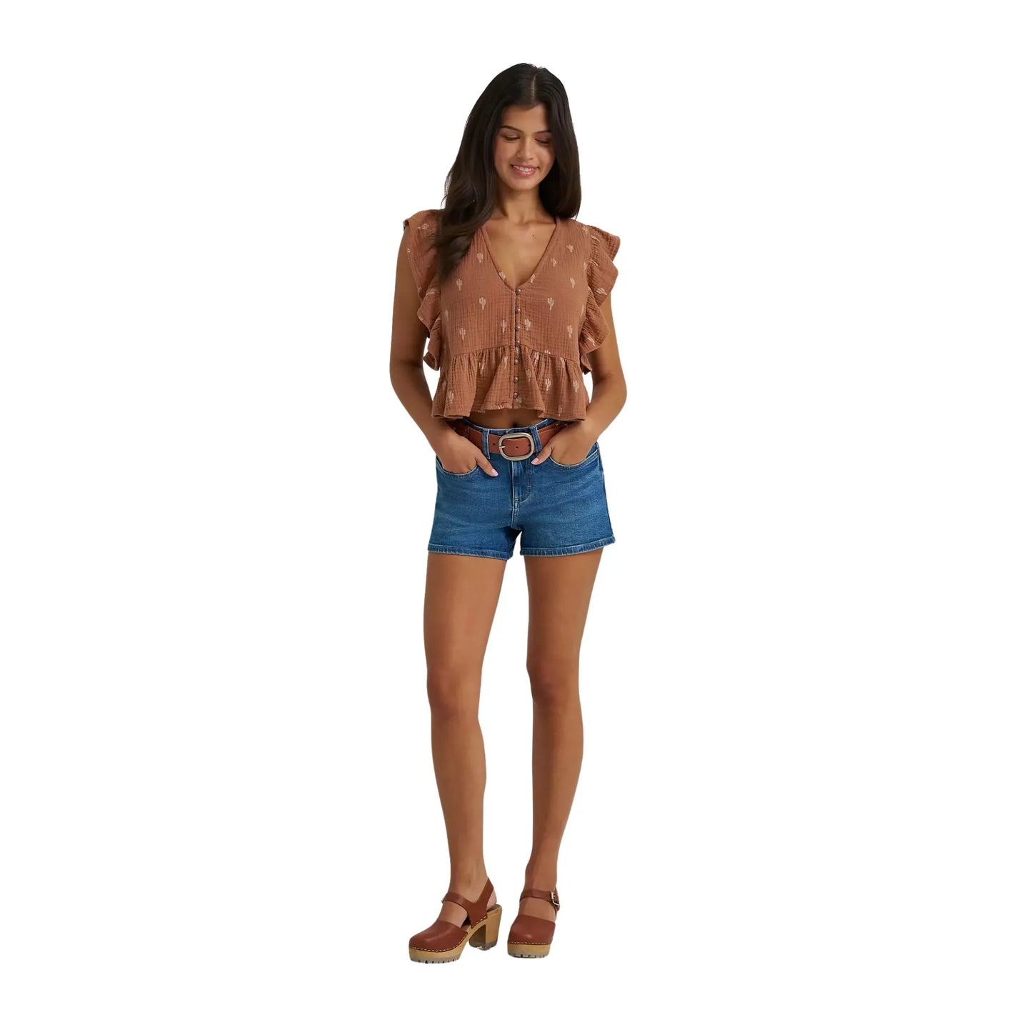 Wrangler Women's Gauzy Flutter Sleeve Blouse weis-western-wear