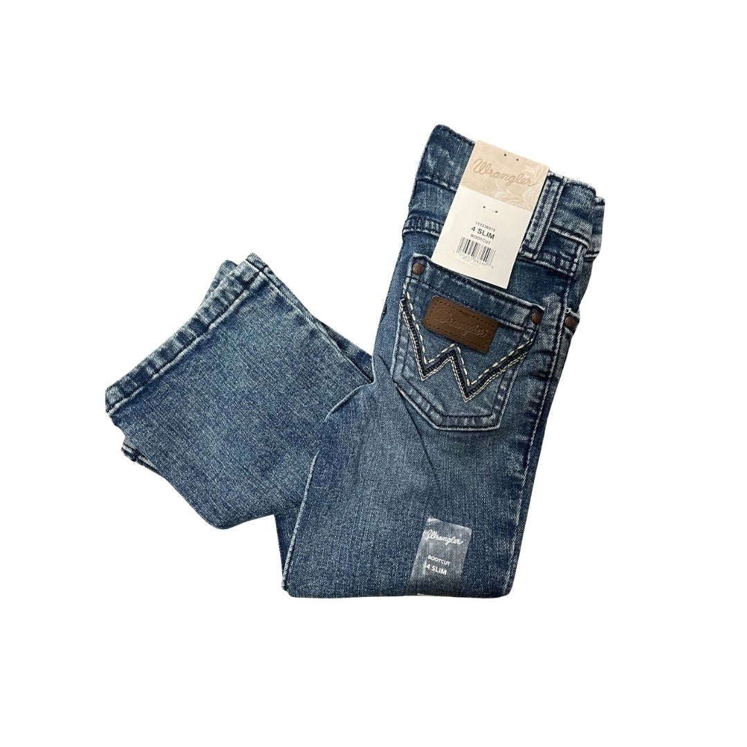 Wrangler Girl's Nealy Medium Wash Mid Rise Retro Boots 112338919