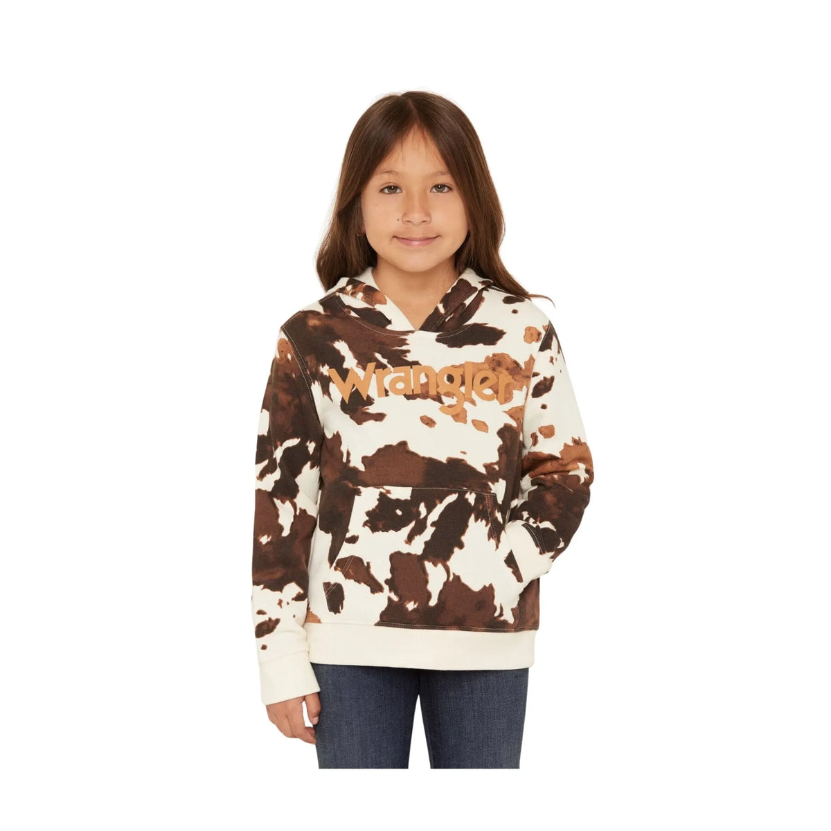Wrangler Girls Hoodie - Brown Cowprint