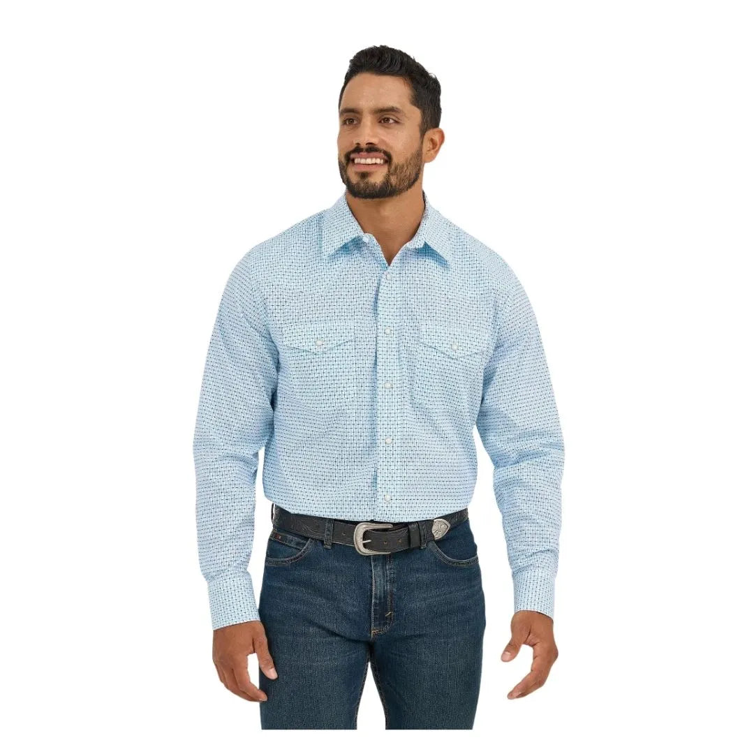 Wrangler Men's 20X Competition Advanced Comfort Long Sleeve Shirt - Classic Fit Turquoise