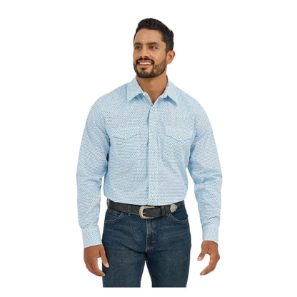 Wrangler Men's 20X Competition Advanced Comfort Long Sleeve Shirt - Classic Fit Turquoise