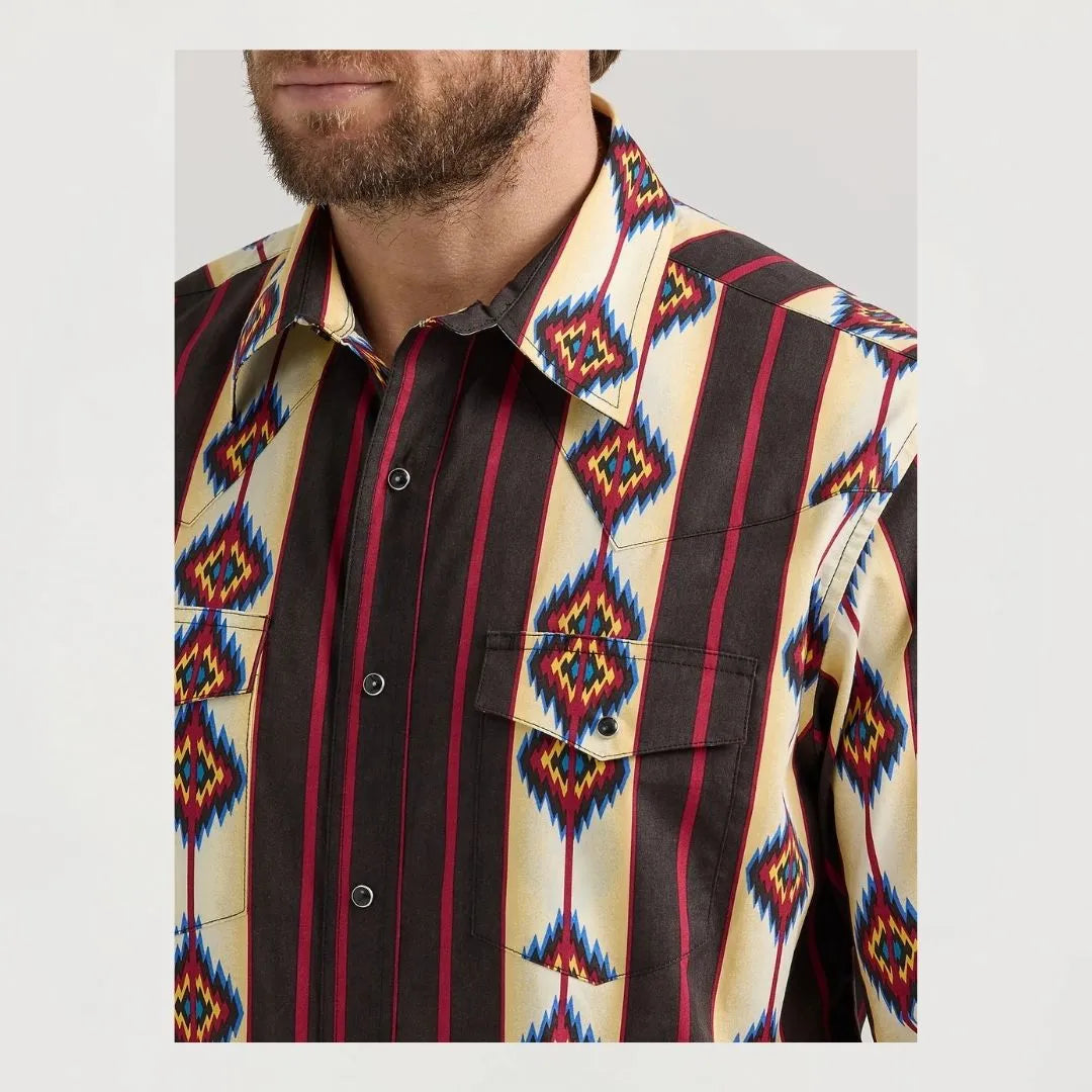 Wrangler Men's Checotah Dress Western Long Sleeve Shirt