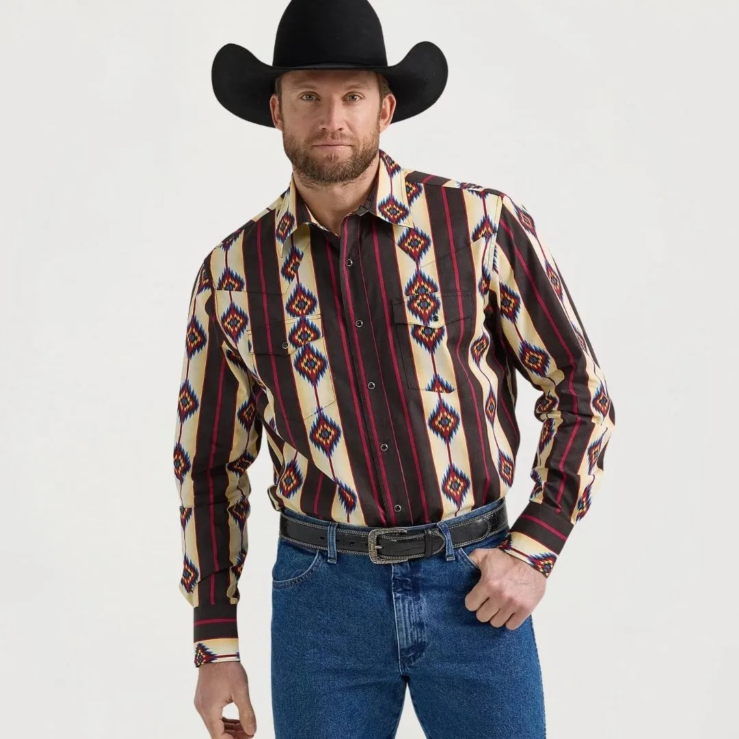 Wrangler Men's Checotah Dress Western Long Sleeve Shirt