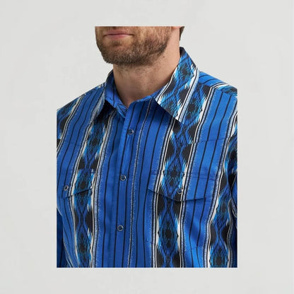 Wrangler Men's Checotah Long Sleeve Shirt Denim Blue