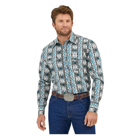 Wrangler Men's Checotah Western Long Sleeve Shirt - Classic Fit Multi