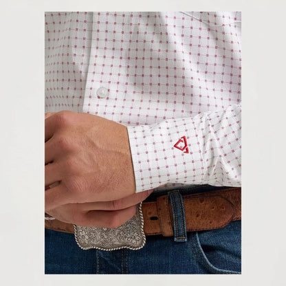 Wrangler Men's Cody Johnson Long Sleeve Button Down Red/White