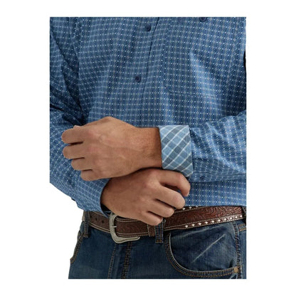 Wrangler Men's George Strait Western Shirt In Blue Print