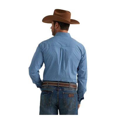Wrangler Men's George Strait Western Shirt In Blue Print