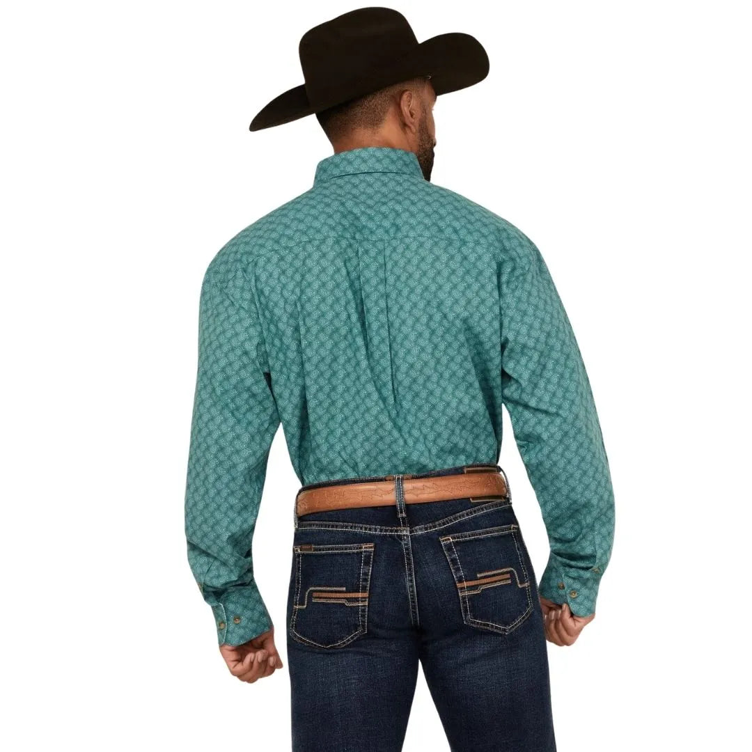 Wrangler Men's George Strait Collection Two Pocket Long Sleeve Shirt - Turquoise
