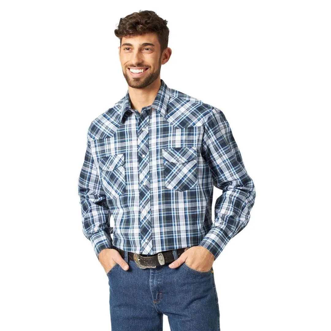Wrangler Men's Sport Western Snap Shirt - Long Sleeves Regular Sizes - Assorted weis-western-wear