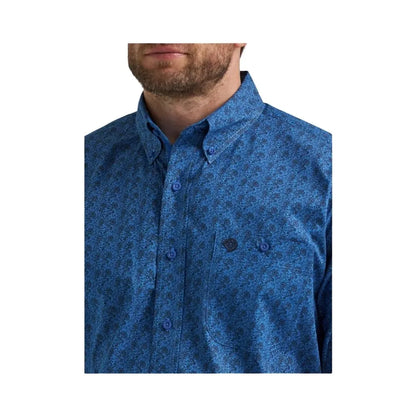Wrangler Men's Long Sleeve Button Down Shirt Cobalt Blue