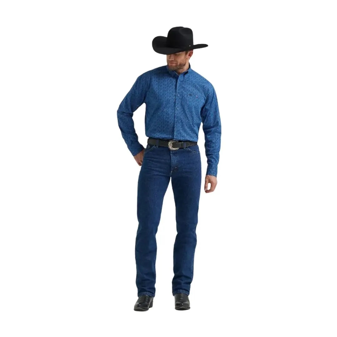 Wrangler Men's Long Sleeve Button Down Shirt Cobalt Blue