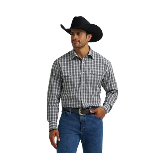 Wrangler Men's Long Sleeve Blue Plaid Shirt