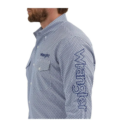 Wrangler Mens Blue Logo Print Long Sleeve Shirts