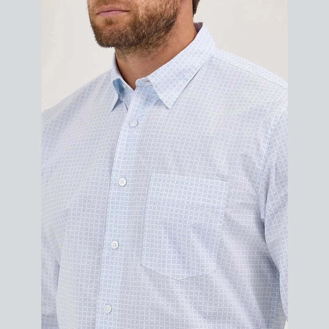 Wrangler Mens Cody Johnson Button Down Shirt - Pale Blue