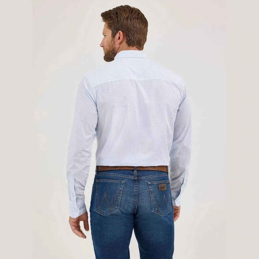 Wrangler Mens Cody Johnson Button Down Shirt - Pale Blue