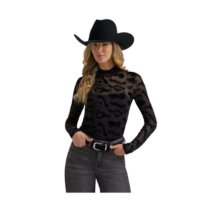 Wrangler Women's Sheer Mock Neck Top