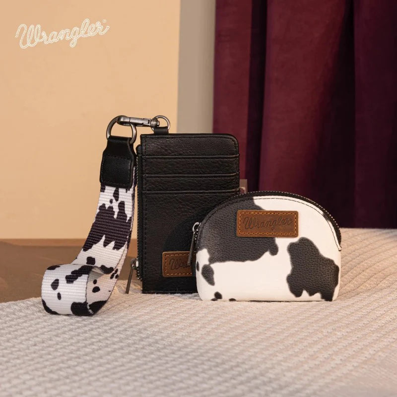 Montana West Wrangler Cow Print Mini Zip Card Case weis-western-wear