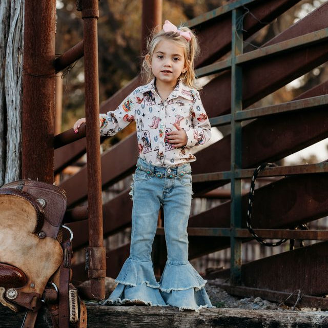 Shea Baby Girl's Ruffle Denim Bells weis-western-wear
