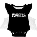 Shea Baby Girl Black Cowprint Fringe Onesie weis-western-wear