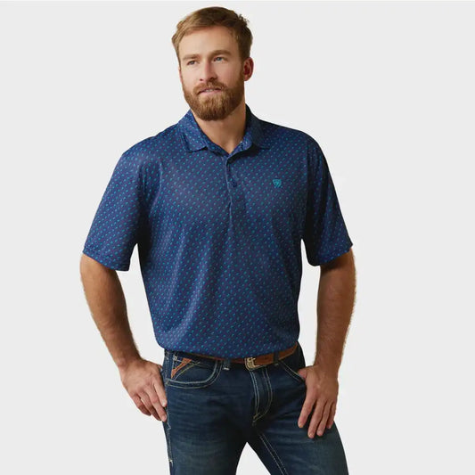 Ariat Men’s All Over Print SS Polo Monaco