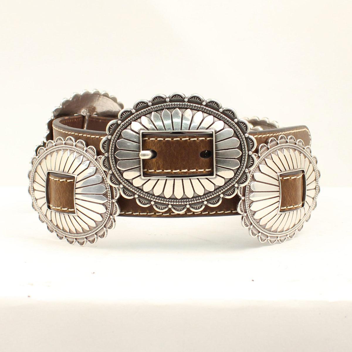 Nocona Women's Large Oval Floral Silver Concho Belt N320000002