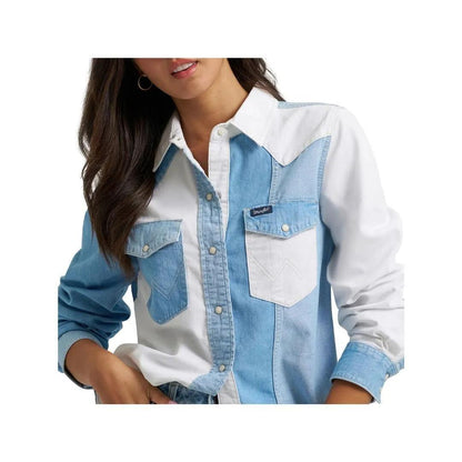 Wrangler Women's Retro Americana Boyfriend Denim Snap Shirt