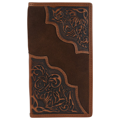 Tony Lama Genuine Leather Men's Rodeo Wallet With Floral Tooling And Roughout weis-western-wear