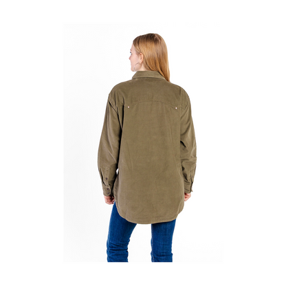 Wrangler Women's Punchy Boyfriend Cord Shirt Olive
