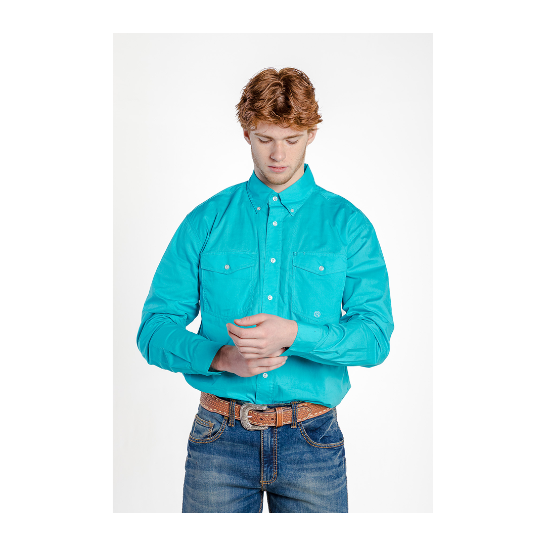 Roper Men’s Shirt Western Long Sleeve Button Down Aqua