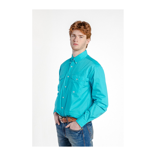Roper Men’s Shirt Western Long Sleeve Button Down Aqua