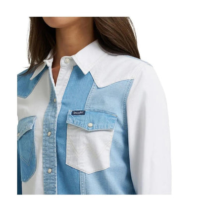 Wrangler Women's Retro Americana Boyfriend Denim Snap Shirt