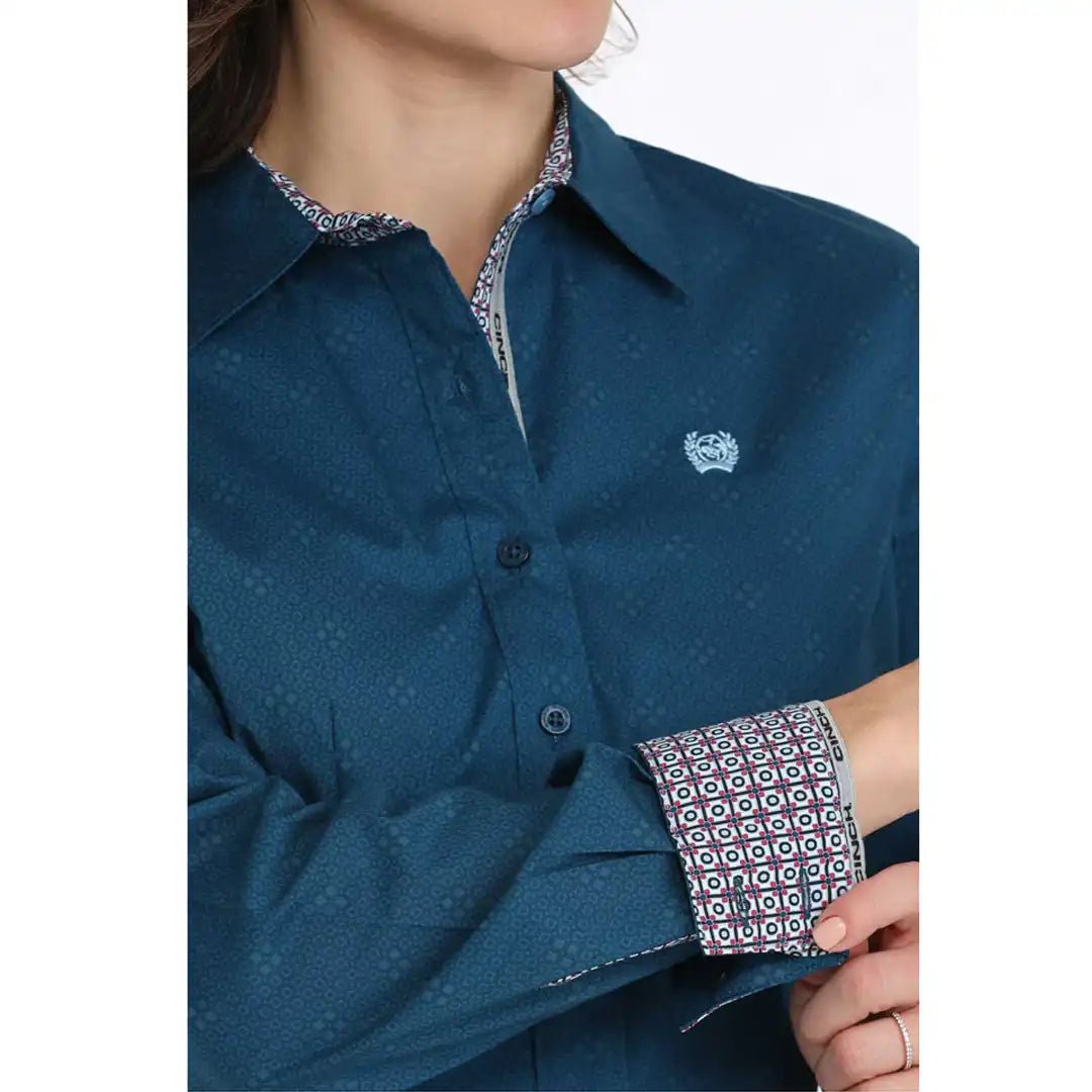 Cinch Women’s Western Shirt Geometric Print Blue