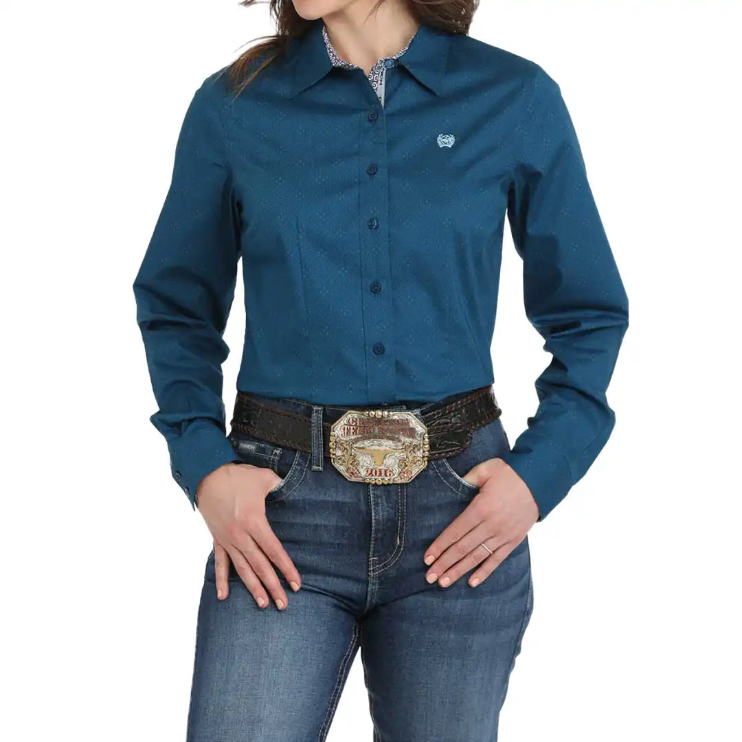 Cinch Women’s Western Shirt Geometric Print Blue