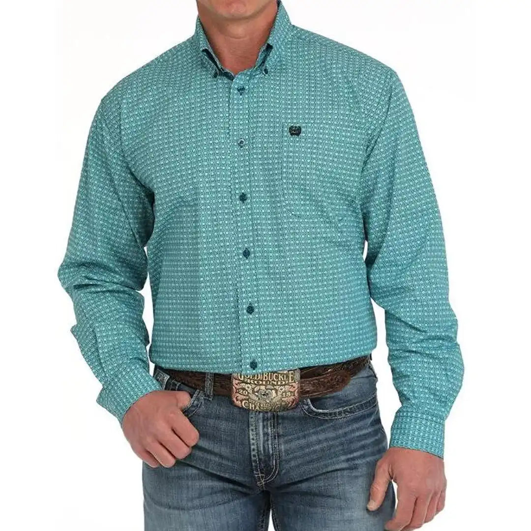 Cinch Men's Medallion Print Button-Down Western Shirt - Turquoise
