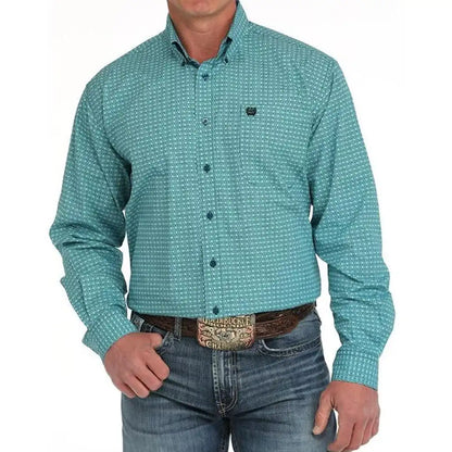 Cinch Men's Medallion Print Button-Down Western Shirt - Turquoise