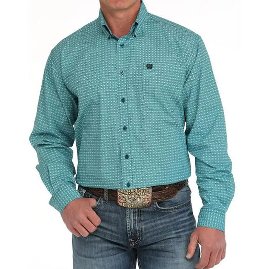 Cinch Men's Medallion Print Button-Down Western Shirt - Turquoise