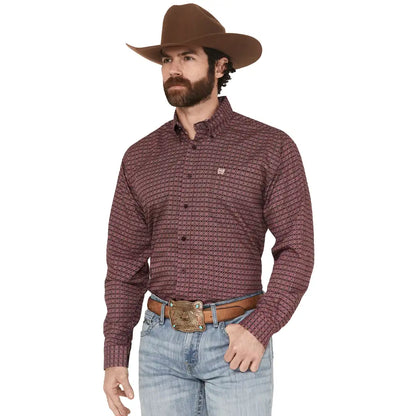 Cinch Men's Long Sleeve Purple Print Shirt