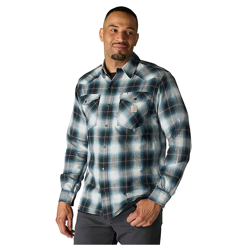 Carhartt Montana Rugged Flex™ Relaxed Fit Lightweight Long-Sleeve Snap-Front Plaid Shirt weis-western-wear