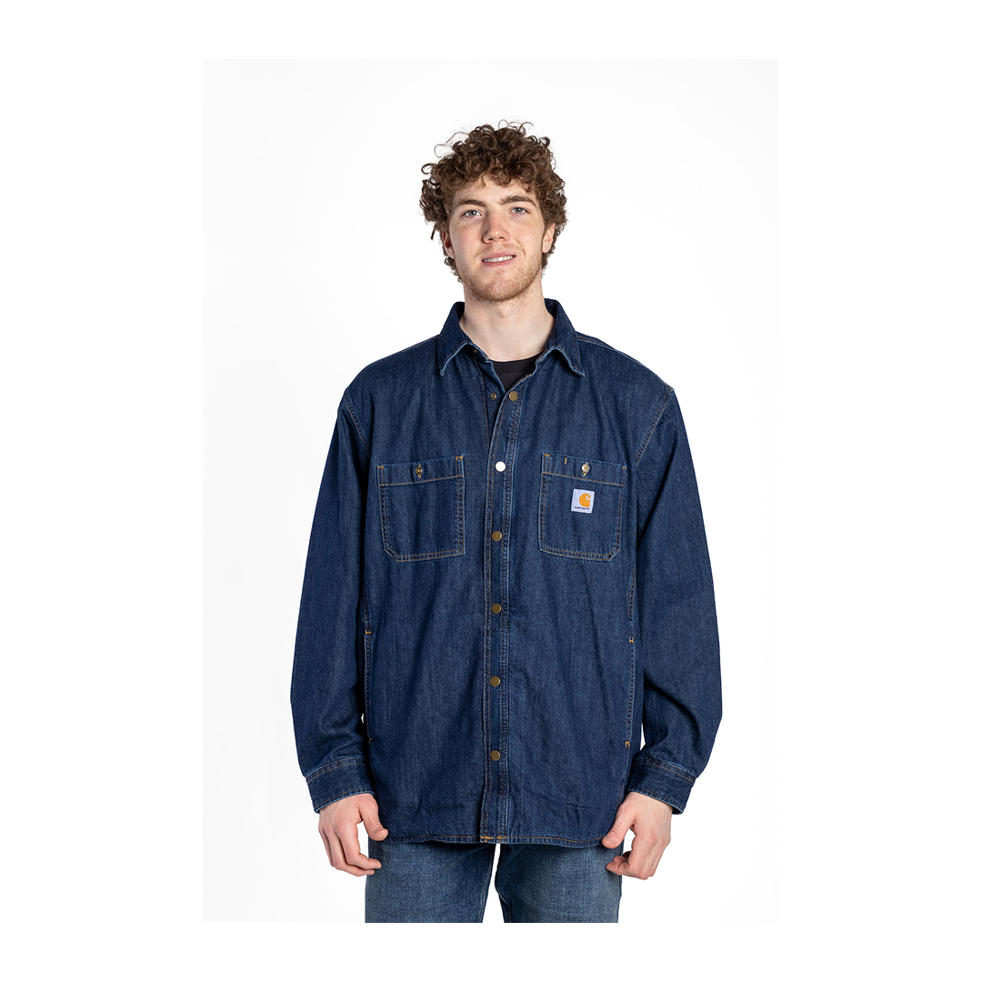 Carhartt Men’s Relaxed Fit Denim Fleece Lined Snap Shirt Jacket