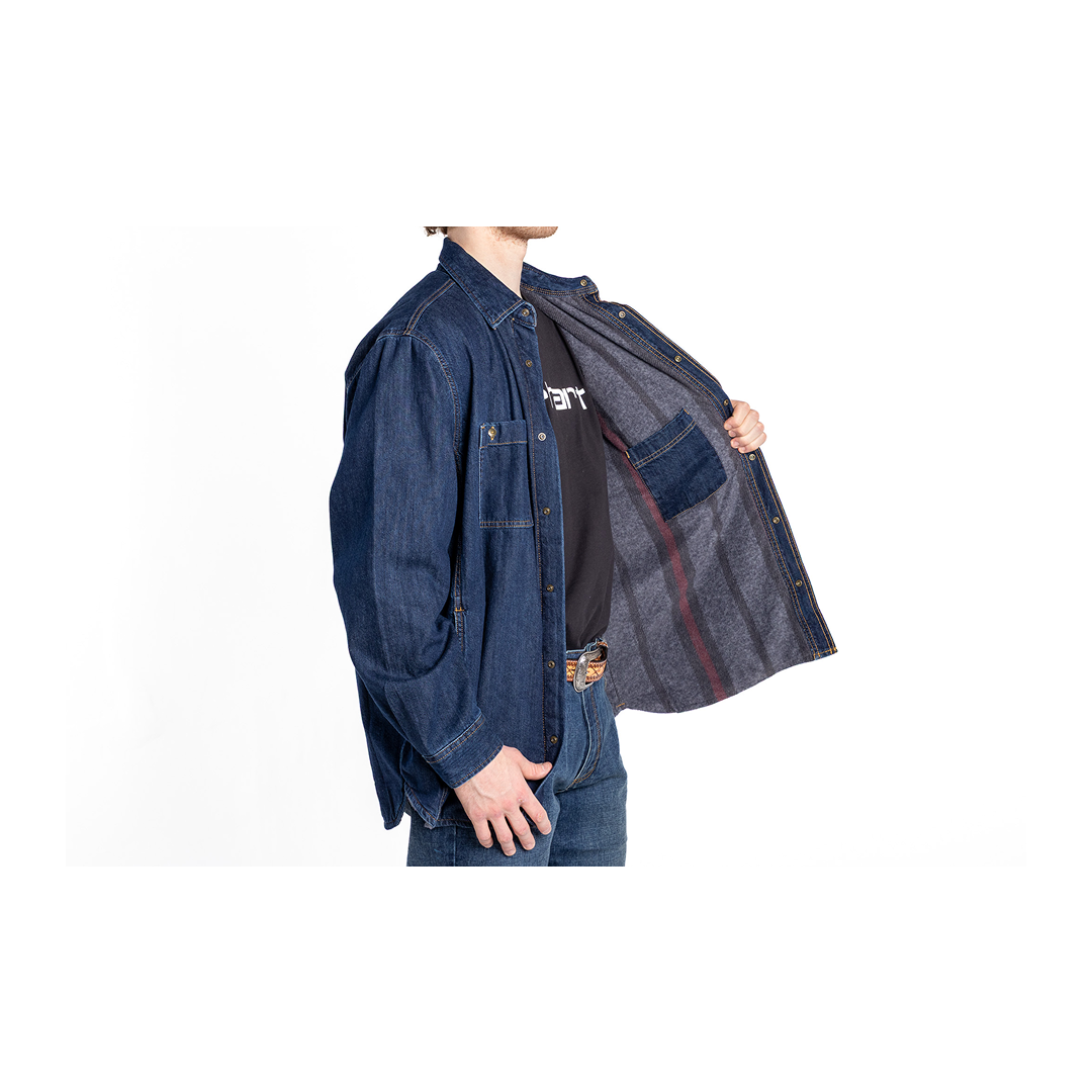 Carhartt Men’s Relaxed Fit Denim Fleece Lined Snap Shirt Jacket