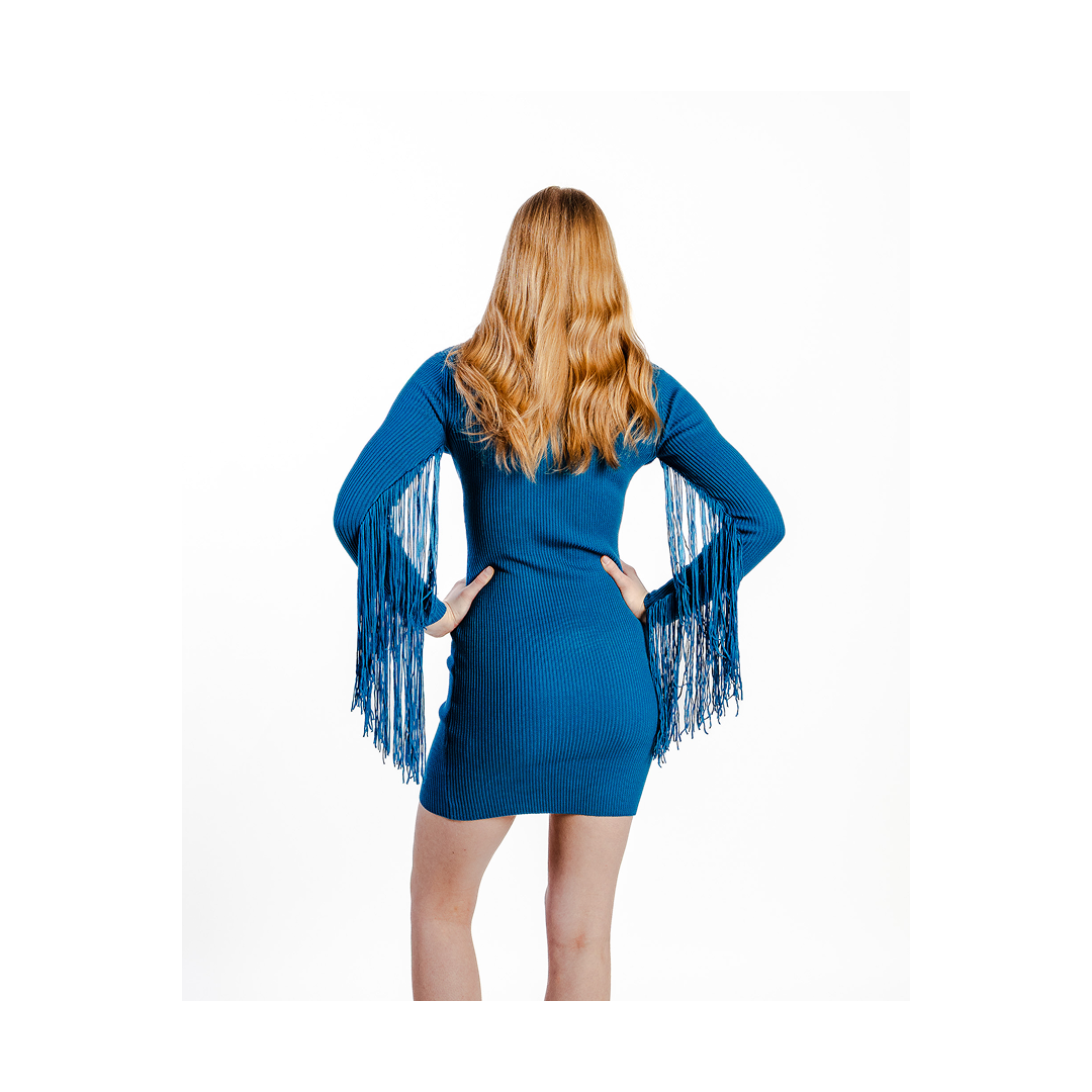 Rock & Roll Women's Sweater Dress with Fringe