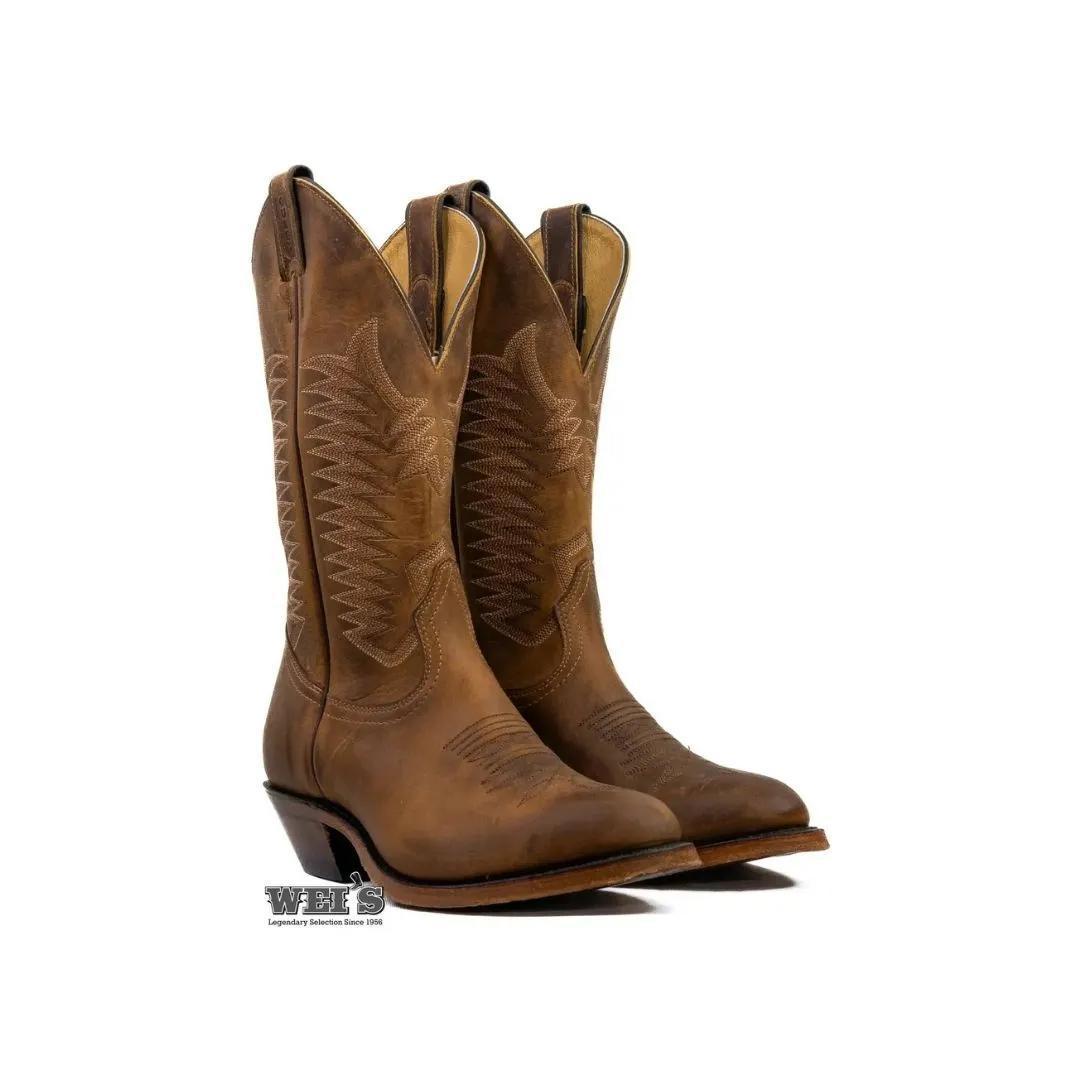 Men’s Size 10 EEE (Triple Wide) Boulet 1828 Brown Leather Mid-Calf Cowboy Boots Men main image 2