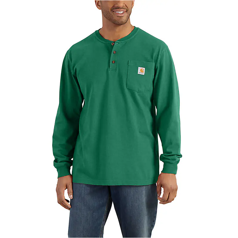 Carhartt Men's Loose Fit Heavyweight Long Sleeve Henley Pocket T-Shirt